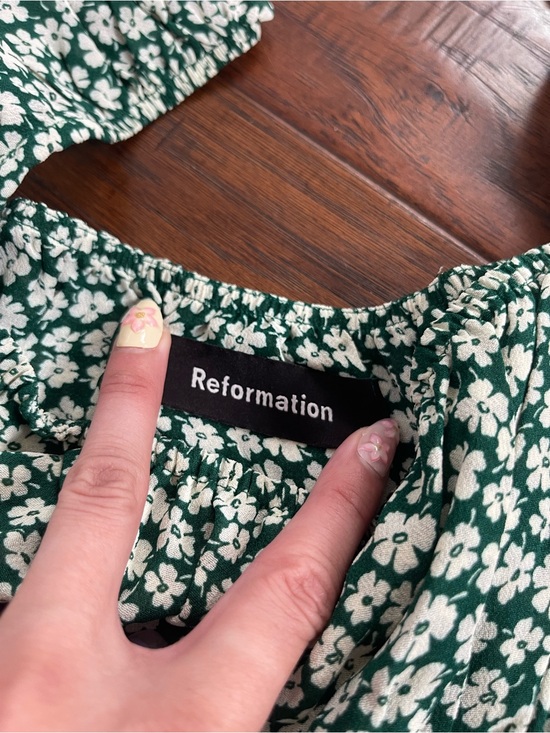Reformation Tops - Reformation Emerald Green Floral Blouse